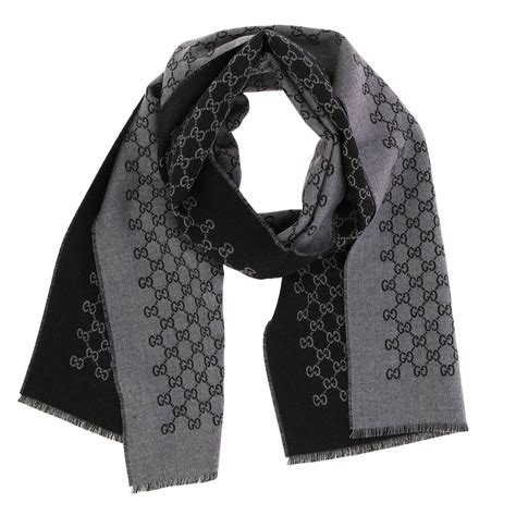 gucci scarf men black|black Gucci scarf with trim.